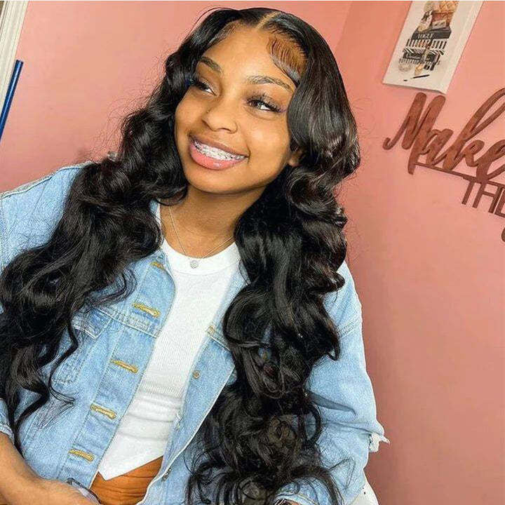 Natural Color Body Wave 3 Bundles With Closure 6x6 lace 100% virgin human hair