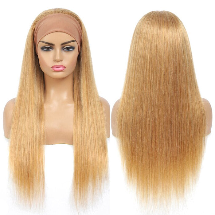 1B/27 Ombre Droite Bandeau Perruques de Cheveux Humains Pleine Machine Aucune Dentelle