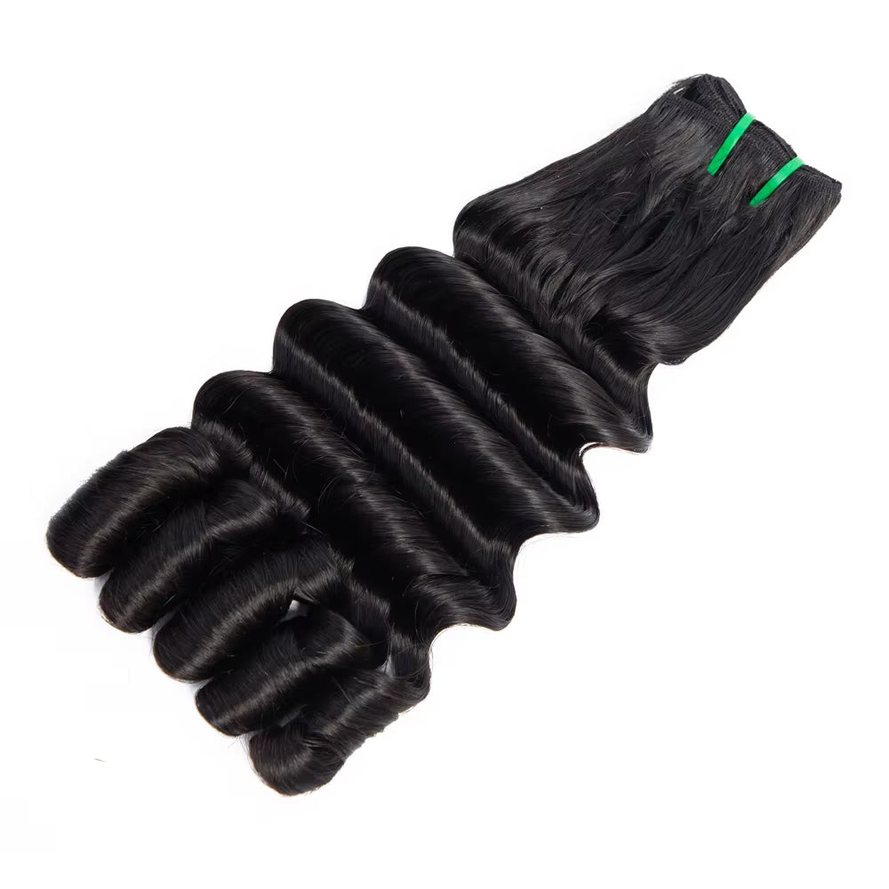 Lumiere Hair Funmi Loose Deep 4 Bundles with 4x4 Lace Closure Burmese Curly Natural Black For Woman