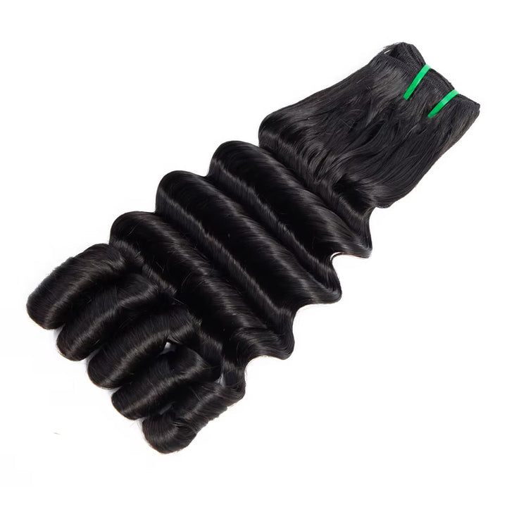 Lumiere Hair Funmi Loose Deep 4 Bundles with 4x4 Lace Closure Burmese Curly Natural Black For Woman