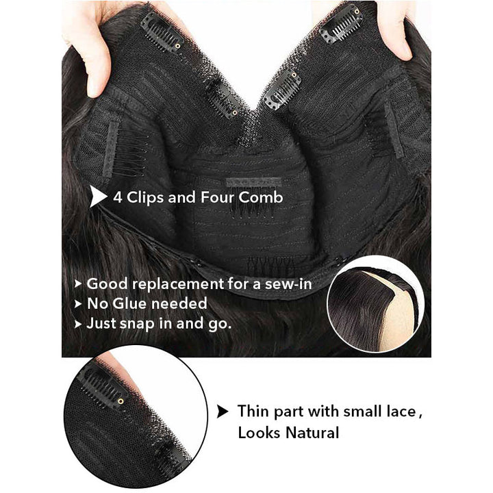 New V Part Body Wave Upgrade No Leave Out Brazilian Remy Human Hair Wigs For Women
