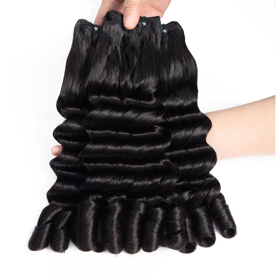 Lumiere Burmese Curly Funmi Loose Deep 3 Bundles with 4x4 Lace Closure Human Hair Extension