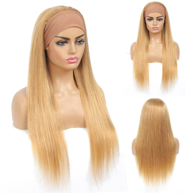 1B/27 Ombre Droite Bandeau Perruques de Cheveux Humains Pleine Machine Aucune Dentelle
