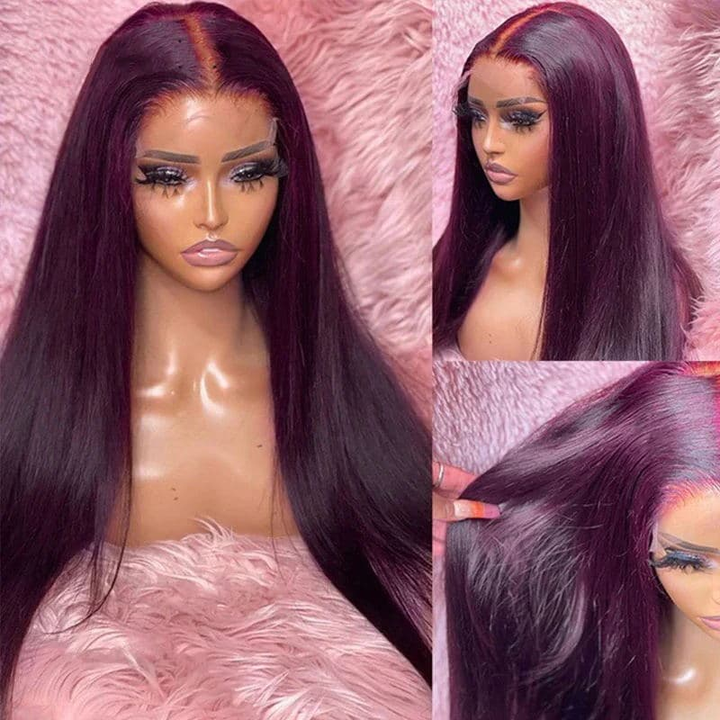 Gray Violet Purple Straight 4x4/13x4 Human Hair HD Lace Front Wig