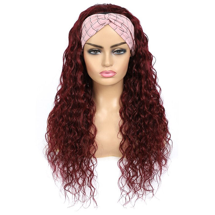99J Colored  Water Wave Human Hair Wigs Indian Headband Wig For Women Long Hair 10-30Inch