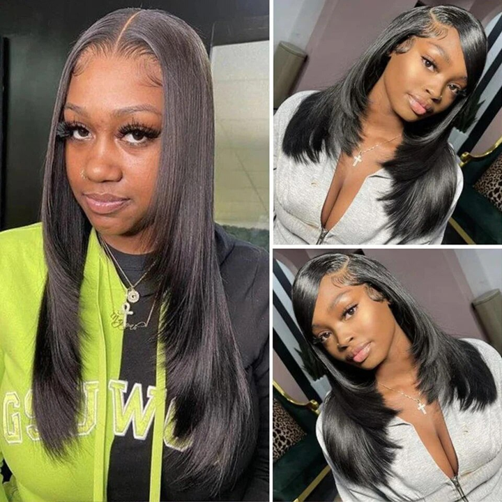 Lumiere 13x4/4x4  Straight Layer Cut Side-Part HD Lace Natural Hairline Human Hair Wigs