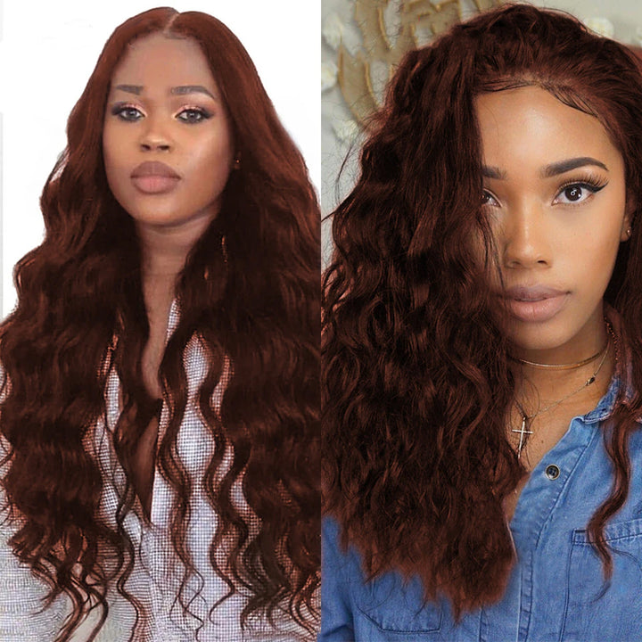 #33 Reddish Brown water Wave 3 Bundles Human Hair(No Code Need)