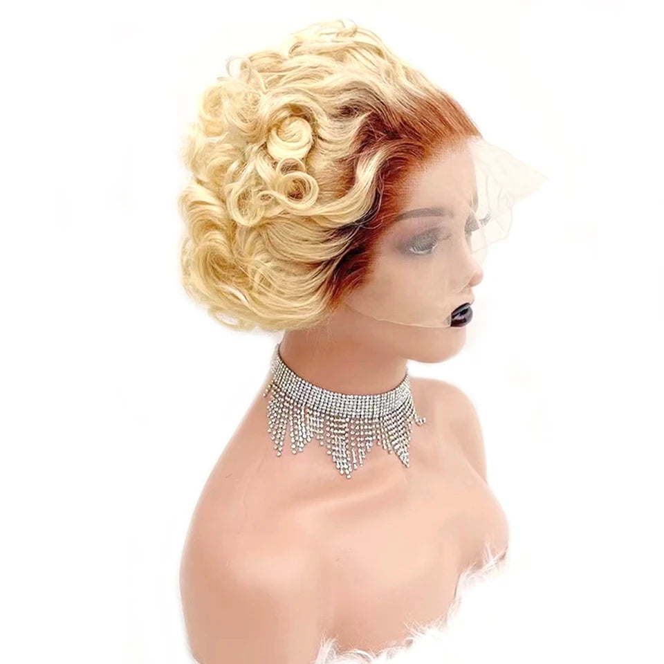 Droite Pixie Coupe Court Bob 13X1X4 T Partie HD Dentelle Perruques de Cheveux Humains Pour Les Femmes