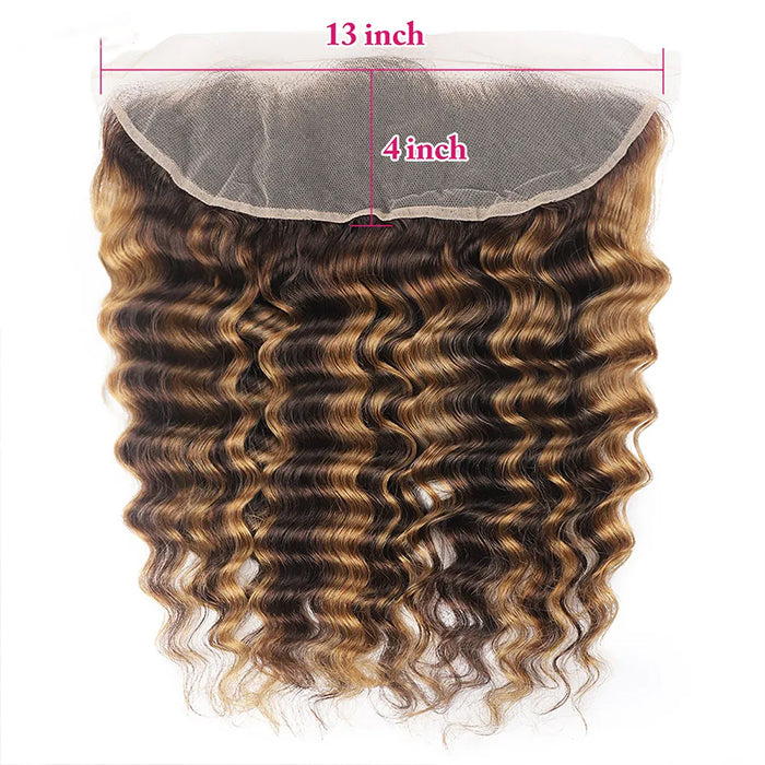 Highlight P4/27 Deep Wave 4 Bundles With 13X4 Frontal Transparent Lace