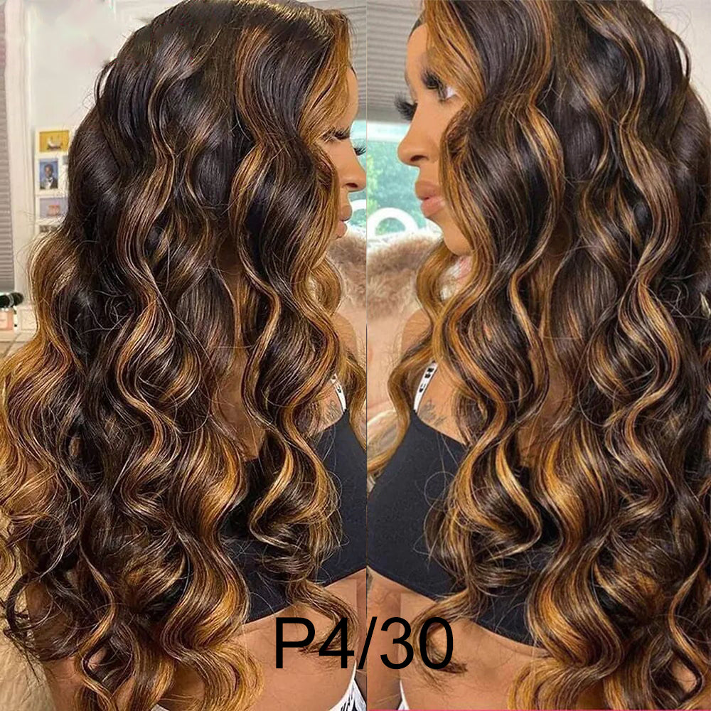 Highlight #4/27 & #4/30 Color Body Wave Headband Human Hair Wigs