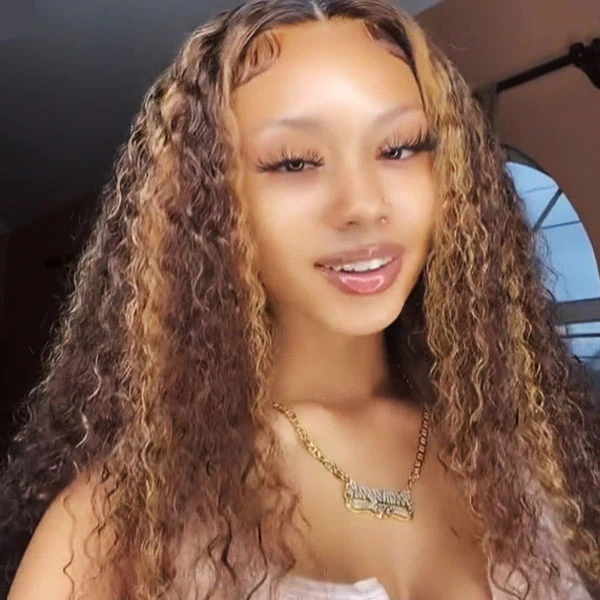 Lumiere Hair Pre-cut Glueless lace Wig Highlight Color P4/27 Water Wave 4x4 & 5x5 lace Wig For Black Women