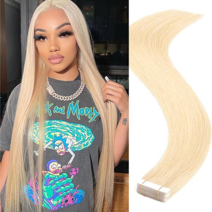 Tape In Human Hair Extensions #24 / #60 / #613 Straight Hair For Women Microlinks Brazilian 20pcs/1pack