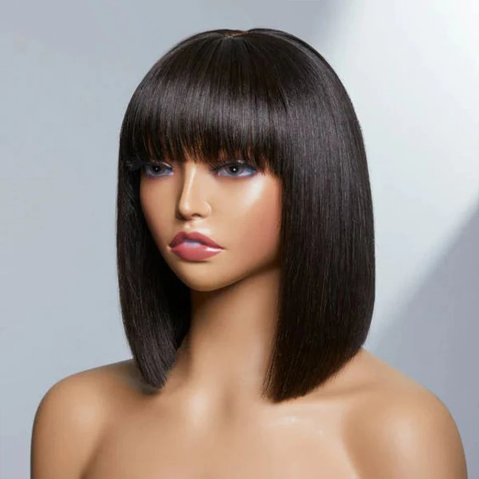 New Pixie Cut Natural Black Straight Bob Wig 4x1 HD Lace Wig
