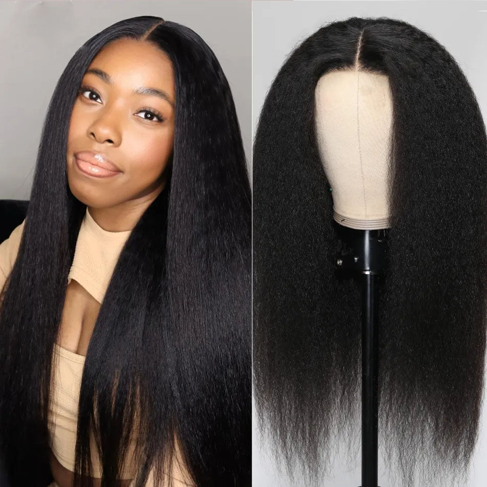 Kinky Straight 4x4 HD Lace Closure human hair Wigs With Baby Hair