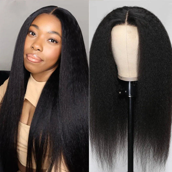 Kinky Straight 4x4 HD Lace Closure human hair Wigs With Baby Hair