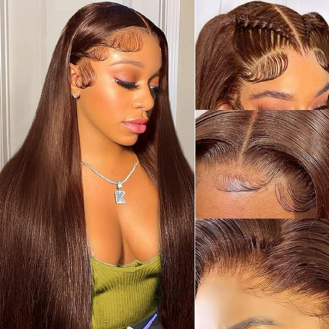 #350 Ginger Straight HD Transparent Lace Front Wigs Pour Femmes Cheveux Humains