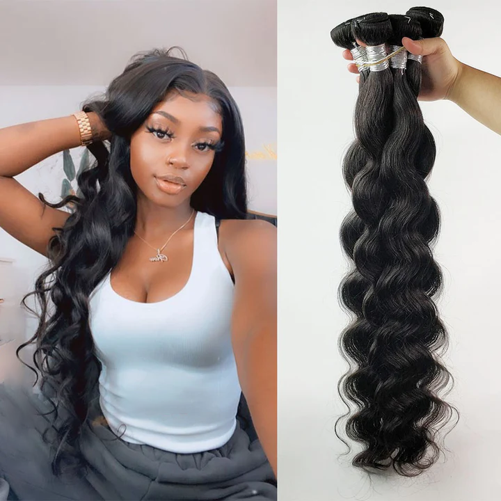 (B1) lumiere Indian Body Wave 4 Bundles Virgin Human Hair Extension