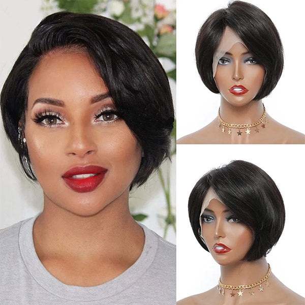 13x4 Lace Human Hair Wigs for women Short Pixie Cut Straight Bob Lace Wig Remy Hair