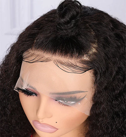 Brazilian Natural Black 13x4 Lace Front Curly Bob Wig Deep Wave Frontal Wigs Curly Human Hair Wig For Women