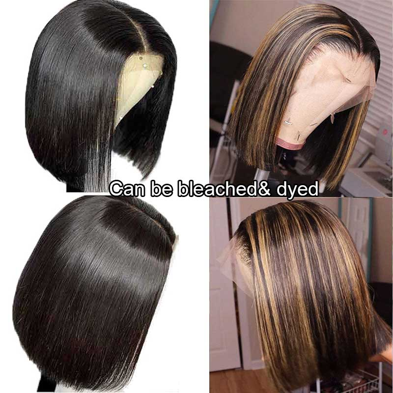 Wear & Go Glueless Wavy Bob 13x4 / 4X4 Lace Front Glueless Human Hair Wigs Pour Les Femmes Noires