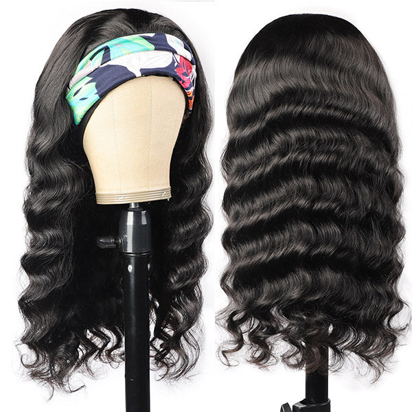 Perruques de bandeau de cheveux humains de vague lâche perruque faite à la machine couleur naturelle aucune dentelle