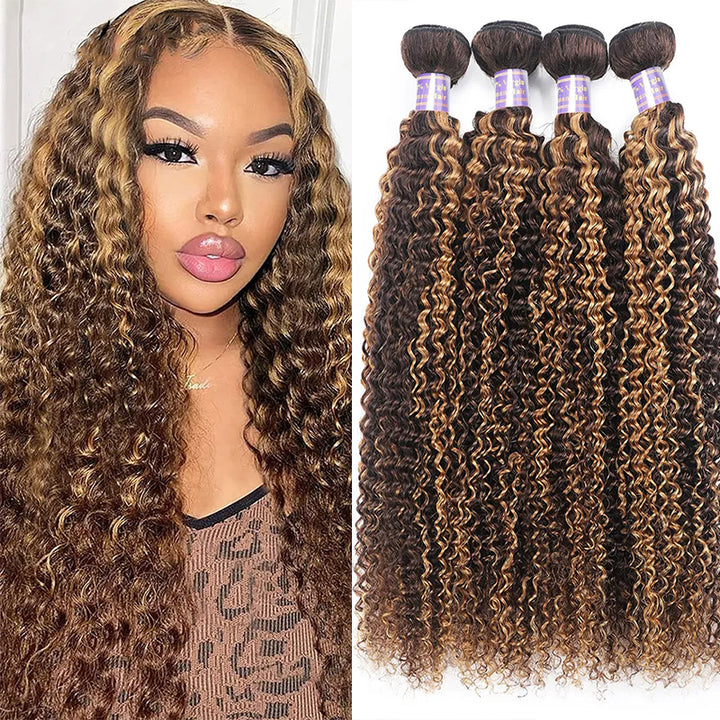P4 / 27 Highlight Loose Deep Wave 4 Bundles Cheveux Brésiliens Remy Ombre