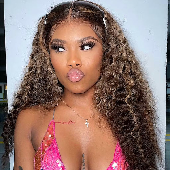 Lumiere P4/30 Highlighted Water Wave Wig 13x4 Lace Front Wigs Honey Blonde Human Hair Wigs