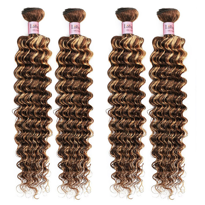 P4/27 Highlight Deep wave 4 Bundles Brazilian Remy Ombre Hair
