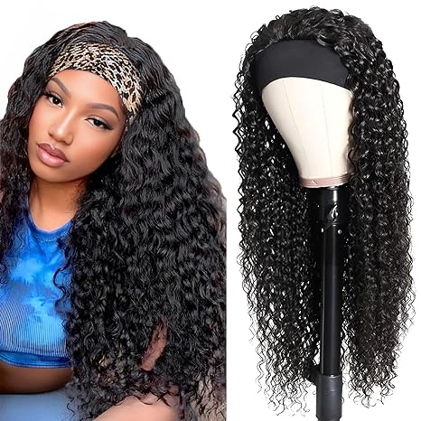Kinky Straight Bandeau Perruque de Cheveux Humains Glueless Machine Made Non-Lace Wigs
