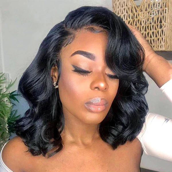 Loose Wave 13X4 Lace Front Short Bob Wigs Pre-Plucked Natural Color