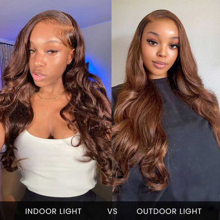 13x4 Chocolate Brown Body Wave Lace Front Wigs Human Hair HD Lace Frontal Wig Preplucked Colored Virgin Hair