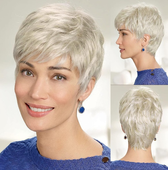 New Pixie Cut #1B #99J #27 Human Hair Wig with Bangs Black Short Straight Pixie Cut Hair Human Hair Machine Made Wig for Women