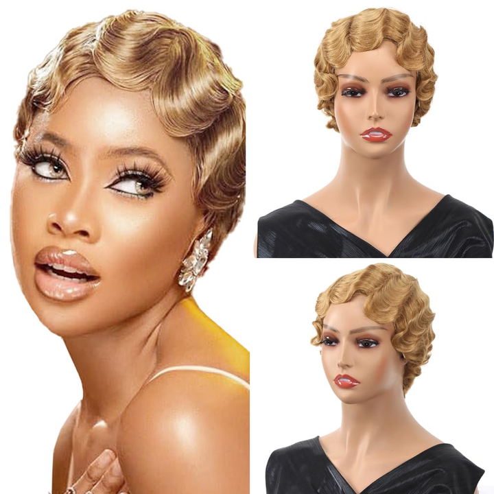 Naturel noir 13 x 4 x 1 partie latérale dentelle bouclée courte Pixie Cut Bob pour les femmes noires