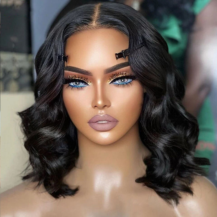 Skunk Stripe Noir et Bleu Ombre Body Wave 13x4/4x4 Lace Front Wig