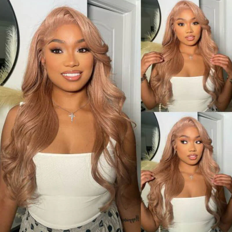 TikTok Hair Inspiration| Lumiere Light Flaxen Brown Colored Straight/Body Wave Lace Frontal Wig For Black Girl