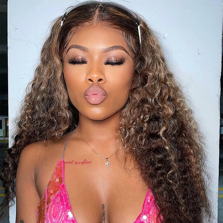 Lumiere P4/30 Highlighted Water Wave Wig 13x4 Lace Front Wigs Honey Blonde Human Hair Wigs