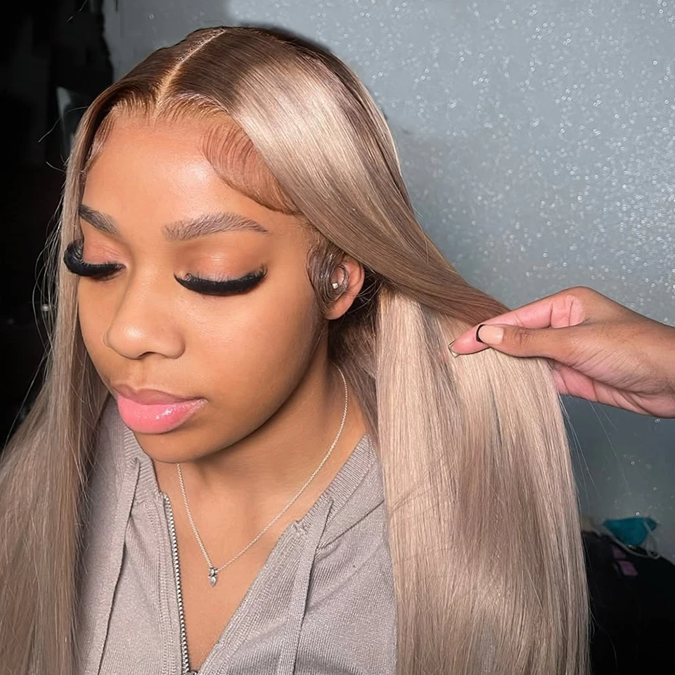 Mettez en surbrillance Ombre Brown Straight HD Lace Front Perruques de cheveux humains pour les femmes