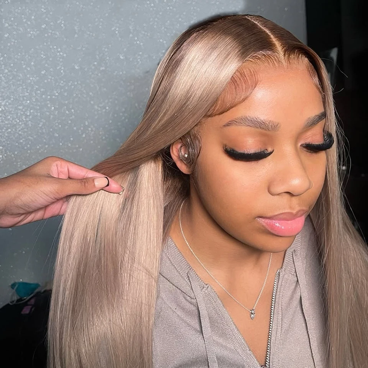 Mettez en surbrillance Ombre Brown Straight HD Lace Front Perruques de cheveux humains pour les femmes