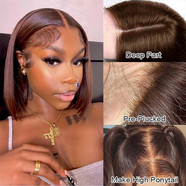 Colored Bob Wigs 13x4 Lace Front Wigs Straight Human Hair Wig For Women | Lumiere