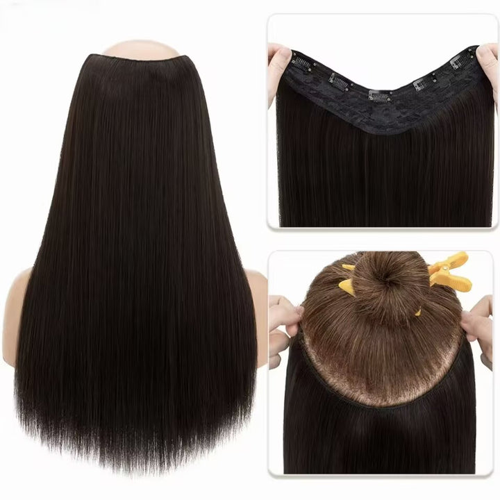 Lumiere 15A Clip in straight  V-Shaped Hair Extension One Piece 5 Clips One Set Clips for Women