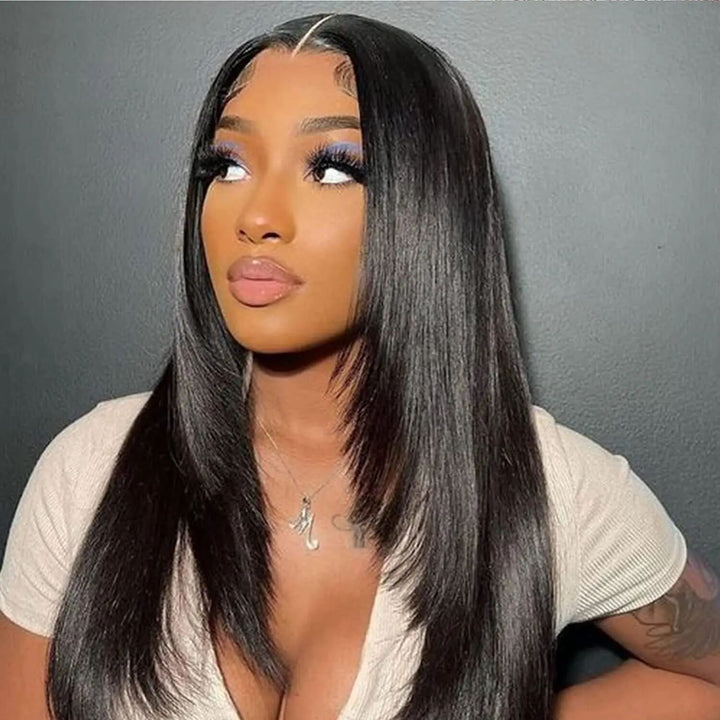 Skunk Stripe Noir et Bleu Ombre Body Wave 13x4/4x4 Lace Front Wig