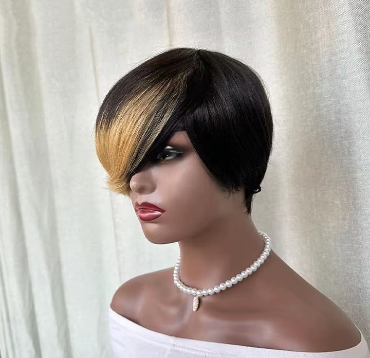 Naturel noir 13 x 4 x 1 partie latérale dentelle bouclée courte Pixie Cut Bob pour les femmes noires