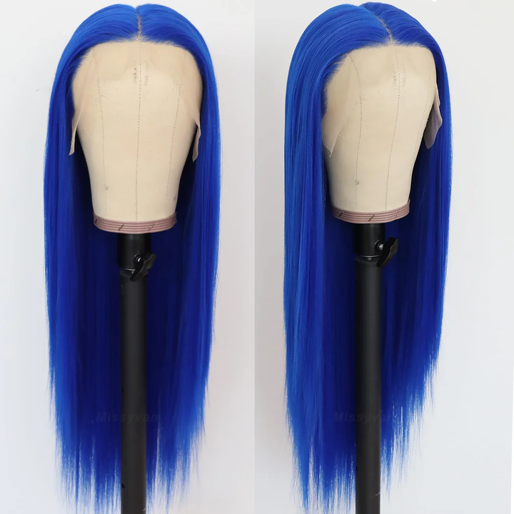 Lumiere Dark Blue Bomb Pre Colored 13x4 Body/Straight Wave Lace Frontal Human Hair Wig (No Code Need)
