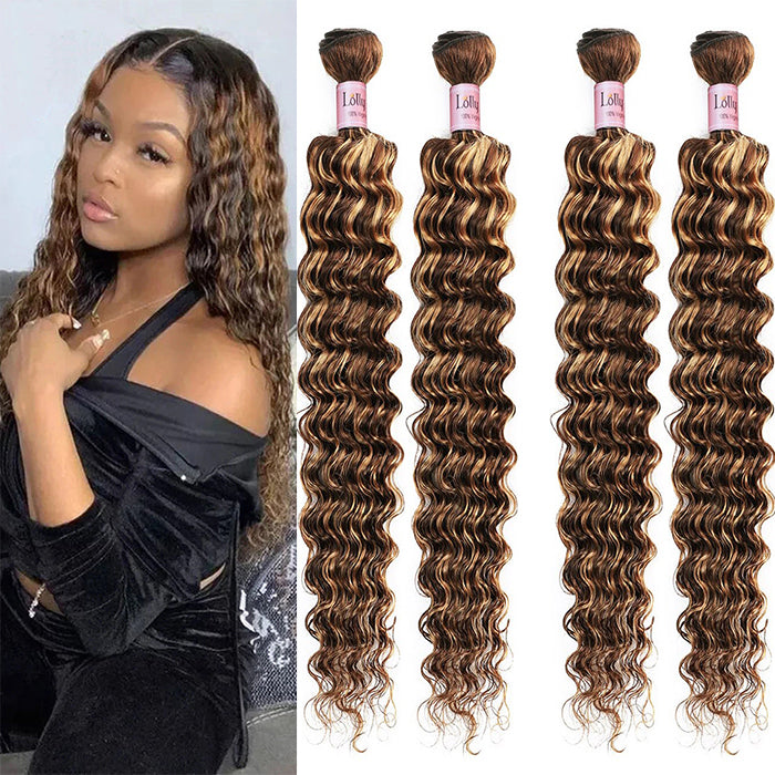 P4/27 Highlight Deep wave 4 Bundles Brazilian Remy Ombre Hair