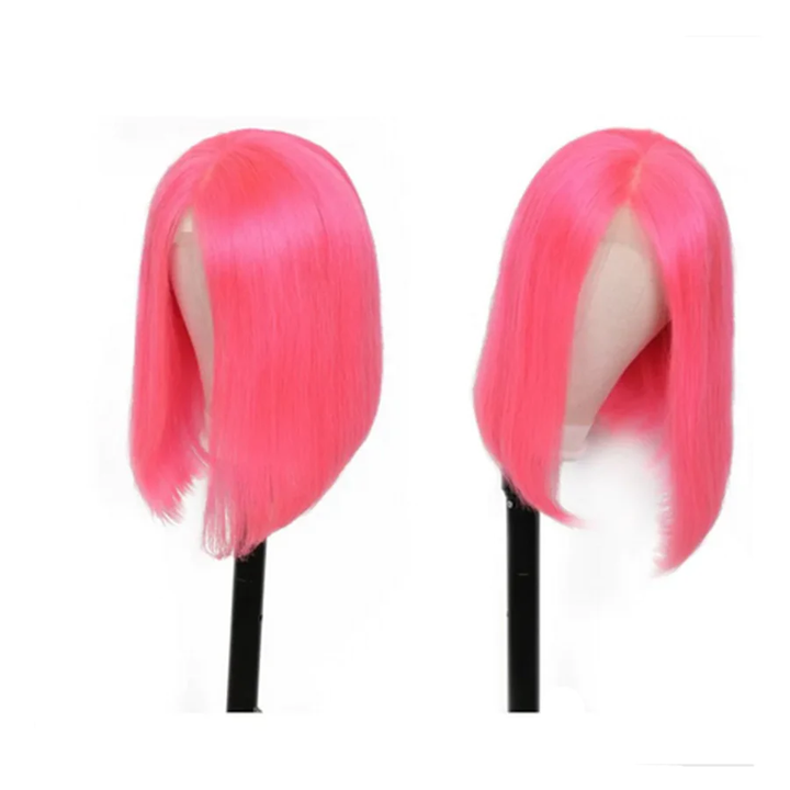 150% Density Yellow & Light Pink & Flag Red & Purple & Lake Blue Short Bob wig 13x4 Lace Front Straight Human Hair Wigs Transparent Lace | Lumiere