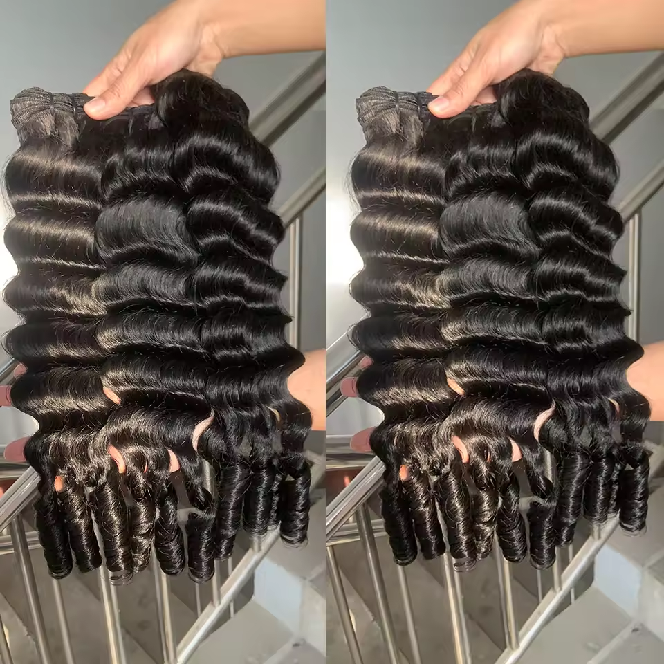Lumiere Burmese Curly Funmi Loose Deep 3 Bundles for Women Natural Black Human Hair