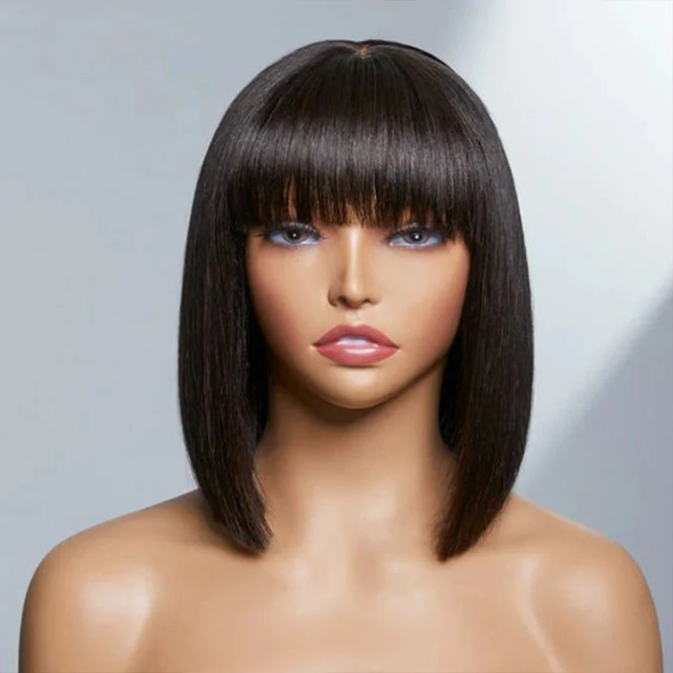 New Pixie Cut Natural Black Straight Bob Wig 4x1 HD Lace Wig