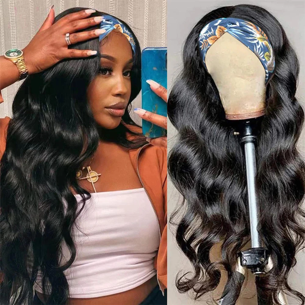 Lumiere Body Wave Headband Human Hair Wig Machine Made Non-Lace