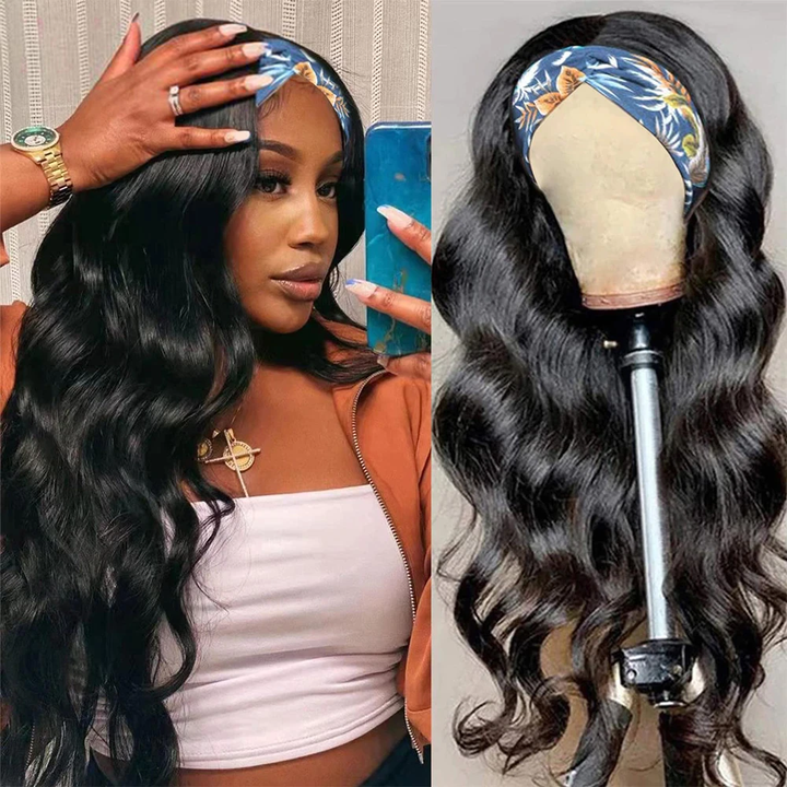 Lumiere Body Wave Headband Human Hair Wig Machine Made Non-Lace
