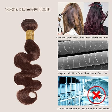 Lumiere #4 Brown 1 Piece Body Wave Bundle Human Hair for Women(No Code Need)